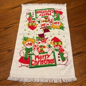 Vintage Cannon Retro Snowman Merry Christmas Kitchen Towel Holiday Hand-Towel
